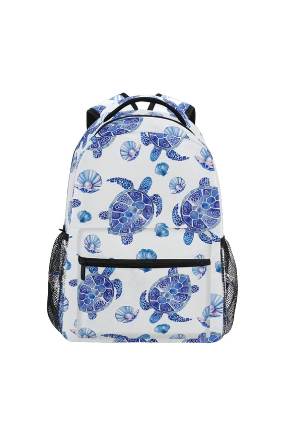 Turtles Seashells Pattern School Backpack Elementary Bookbag Laptop Bags Travel Daypack
