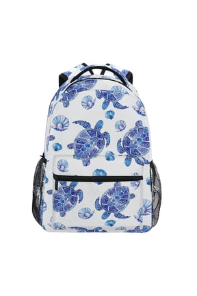 Turtles Seashells Pattern School Backpack Elementary Bookbag Laptop Bags Travel Daypack