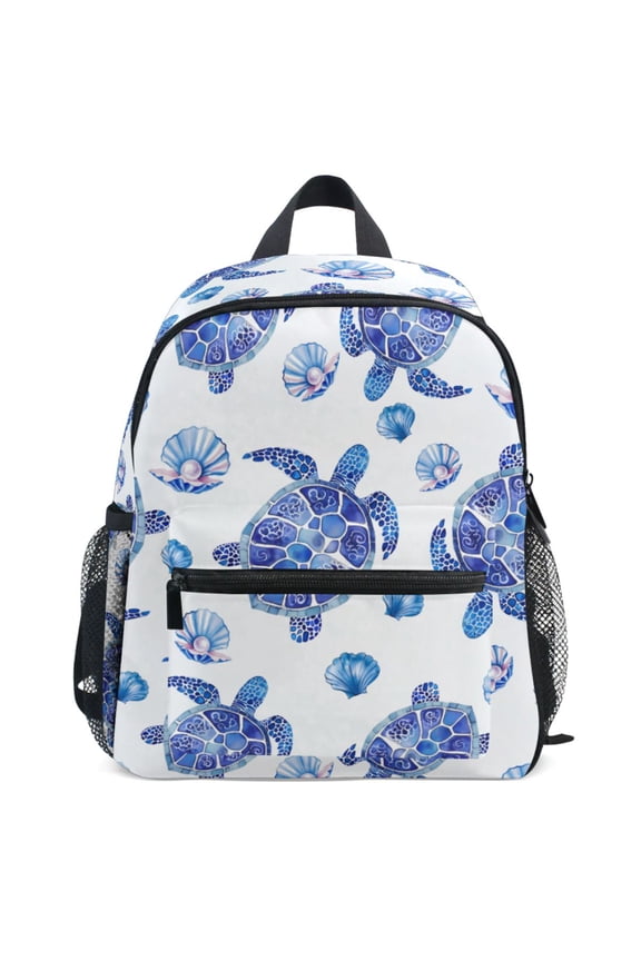 Turtles Seashells Pattern School Backpack Student Bookbag Mini Bag