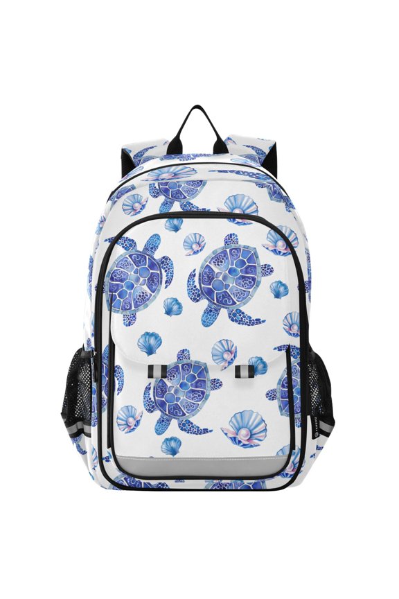 Turtles Seashells School Laptop Backpack Travel Bag Casual Student Bookbag Rucksack
