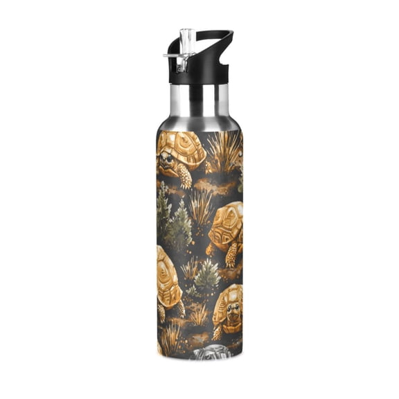 ALAZA Turtles Water Bottle Insulated Flask Stainless Steel Straw Lid 20 oz
