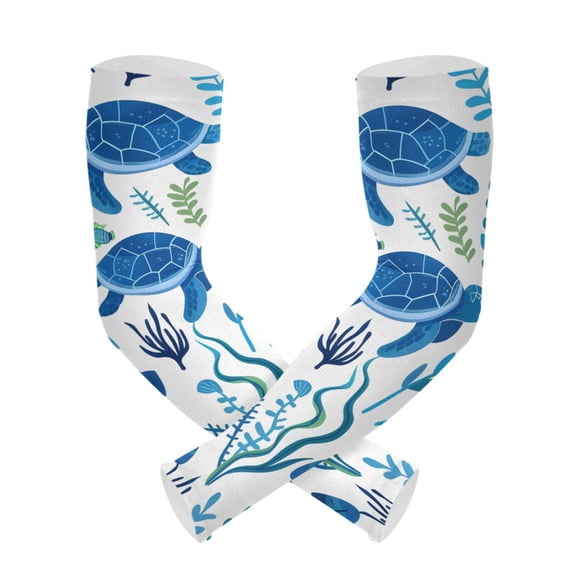 ALAZA Turtles with Seaweed UV Sun Protection Arm Sleeves UPF 50+ Compression Cooling Sleeve 1 Pair