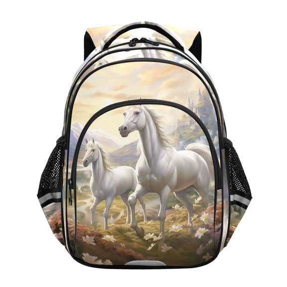 ALAZA Two Horses Running School Backpack Elementary Bag Bookbag Travel Rucksack