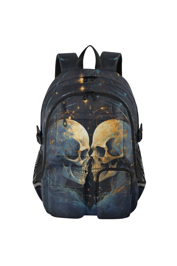Two Human Skeleton Print Student Backpack School Bookbag Large Laptop Daypack Travel Bag