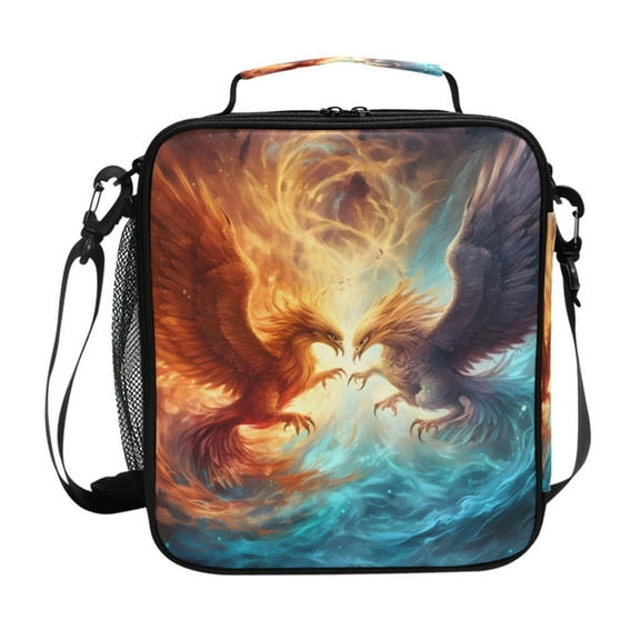 ALAZA Two Phoenix Flying Lunch Box Insulated Lunch Bag Reusable Thermal Cooler Tote School Picnic