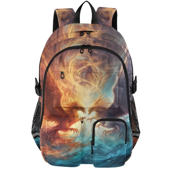 ALAZA Two Phoenix Flying Print Student Backpack School Bookbag Large Laptop Daypack Travel Bag