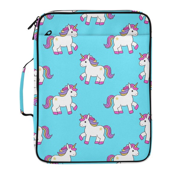 ALAZA Unicorn Cute Pattern Expanding Accordion File Folder 3 Ring Zipper Binder Organizer Portable Document Bag