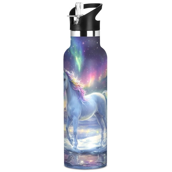 ALAZA Unicorn Galaxy Sky Pattern Stainless Steel Water Bottle Vacuum Insulated Leak-Proof Tumbler with Straw Handle 20oz