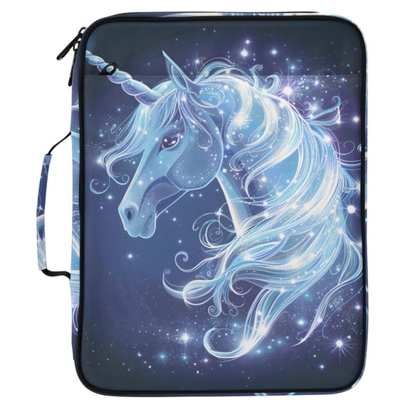 ALAZA Unicorn Magic Pattern Expanding Accordion File Folder 3 Ring Zipper Organizer Portable Document Binder Bag