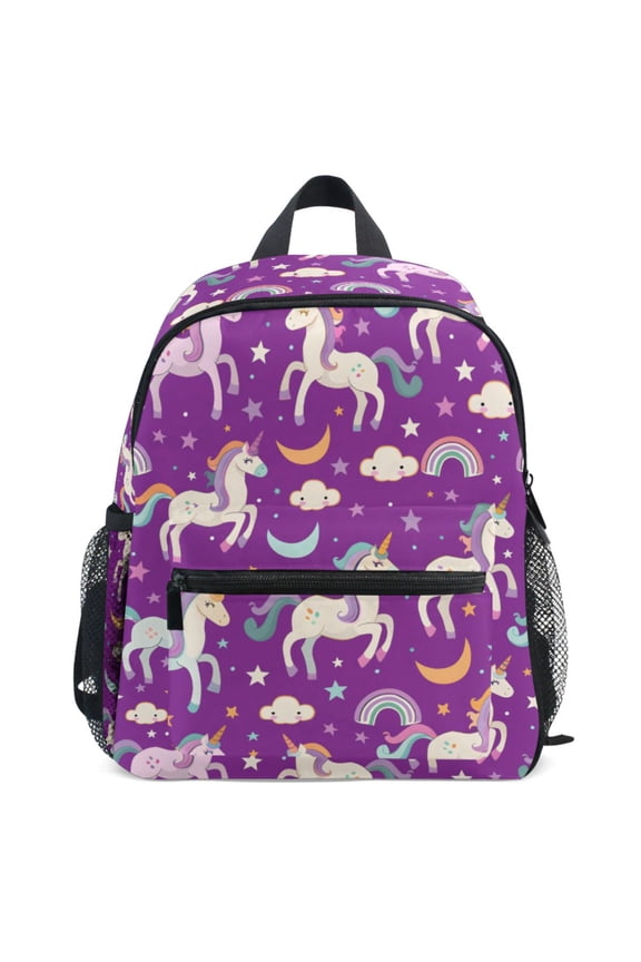 Unicorn Rainbow Clouds Pattern School Backpack Student Bookbag Mini Bag