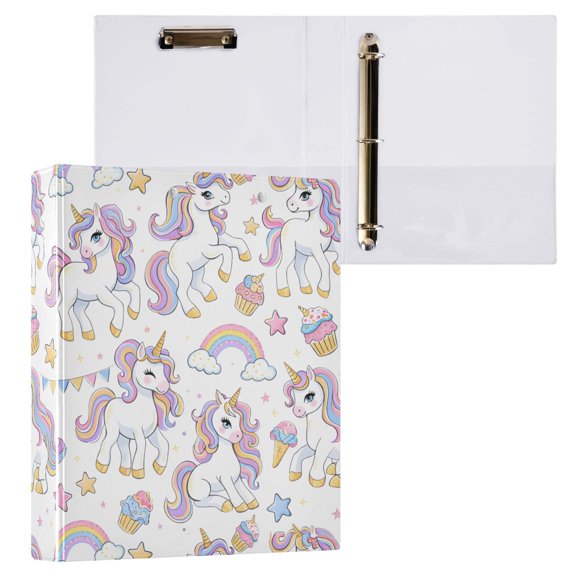 ALAZA Unicorn Rainbows Hardcover 3 Ring Binder 1.5" D-Rings with Interior Pockets Binders School 1 PC