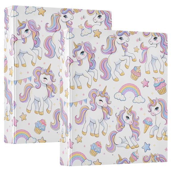 ALAZA Unicorn Rainbows Hardcover 3 Ring Binder 1.5" D-Rings with Interior Pockets Binders School 2 PCs