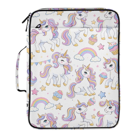 ALAZA Unicorn Rainbows Pattern Expanding Accordion File Folder 3 Ring Zipper Binder Organizer Portable Document Bag