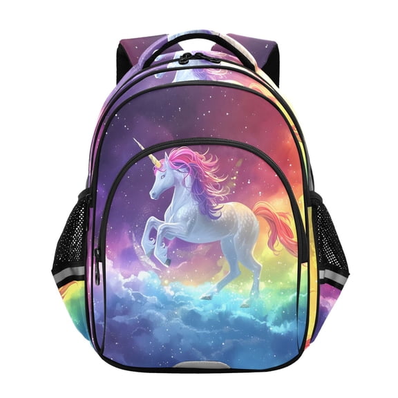 ALAZA Unicorn Running on Rainbow School Backpack Elementary Bag Bookbag Travel Rucksack