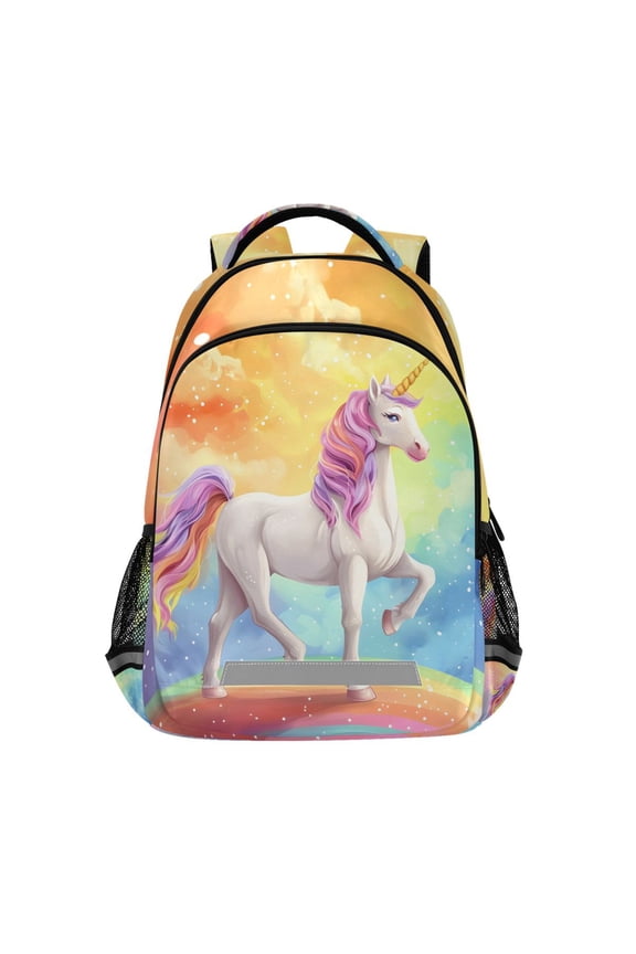 Unicorn Standing on Rainbow Backpack Elementary School Bag Bookbag Travel Rucksack