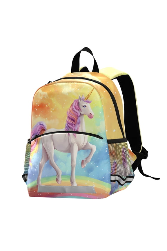 Unicorn Standing on Rainbow School Backpack Elementary Student Bookbag