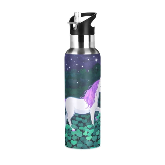 ALAZA Unicorn Water Bottle Insulated Flask Stainless Steel Straw Lid 20 oz