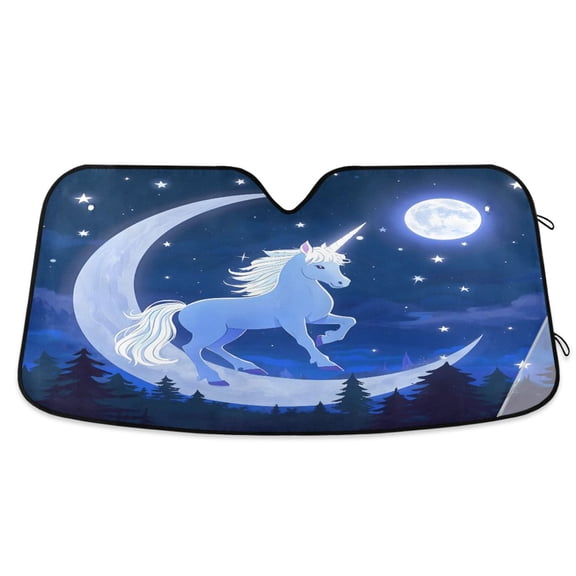 ALAZA Unicorn and Moon Windshield Sun Shade Car Foldable Sun Visor Block UV Rays Protector 55"x27.6"