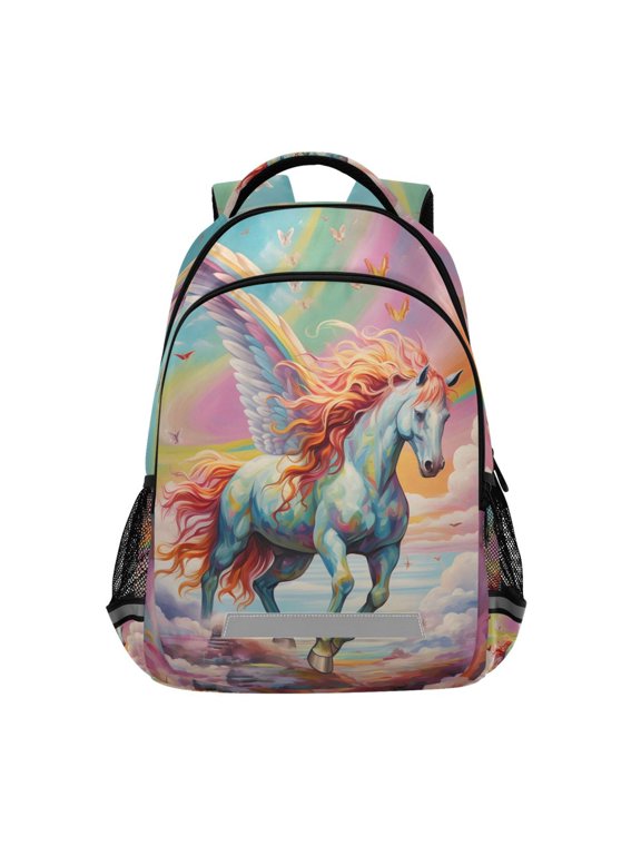 Unicorn and Rainbow Butterflies Backpack Elementary School Bag Bookbag Travel Rucksack