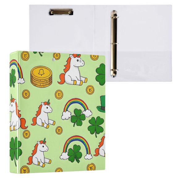 ALAZA Unicorn and Rainbow Hardcover 3 Ring Binder 1.5" Round Rings Interior Pockets Binders Organizer 1 Pack