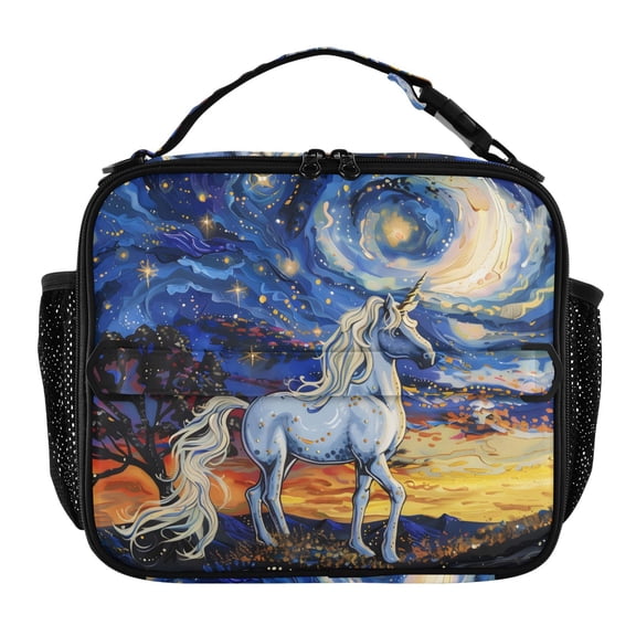 ALAZA Unicorn and Starry Sky Lunch Box Insulated Lunch Bag Cooler Tote with Shoulder Strap
