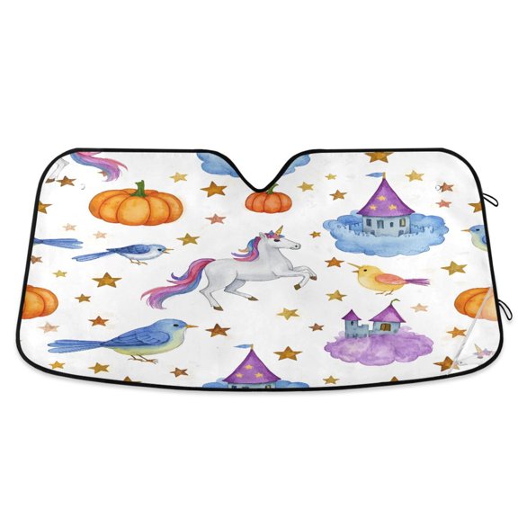 ALAZA Unicorn and Stars Windshield Sun Shade Car Foldable Sun Visor Block UV Rays Protector 53"x23.5"