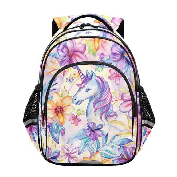 ALAZA Unicorn in Flowers School Backpack Elementary Bag Bookbag Travel Rucksack