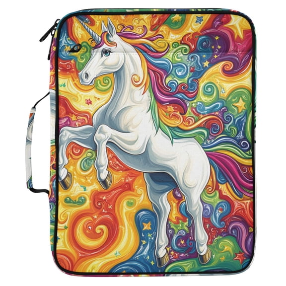 ALAZA Unicorn in Magic Pattern Expanding Accordion File Folder 3 Ring Zipper Organizer Portable Document Binder Bag