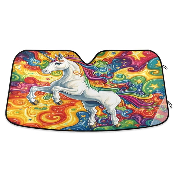 ALAZA Unicorn in Magic Windshield Sun Shade Car Foldable Sun Visor Block UV Rays Protector 55"x27.6"
