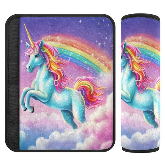 ALAZA Unicorn in Rainbow Sky Car Seat Belt Adjuster Neck Covers Shoulder Cushions Pads S
