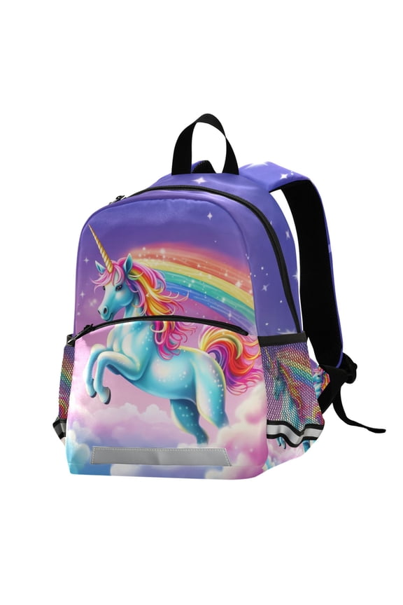 Unicorn in Rainbow Sky School Backpack Elementary Student Bookbag
