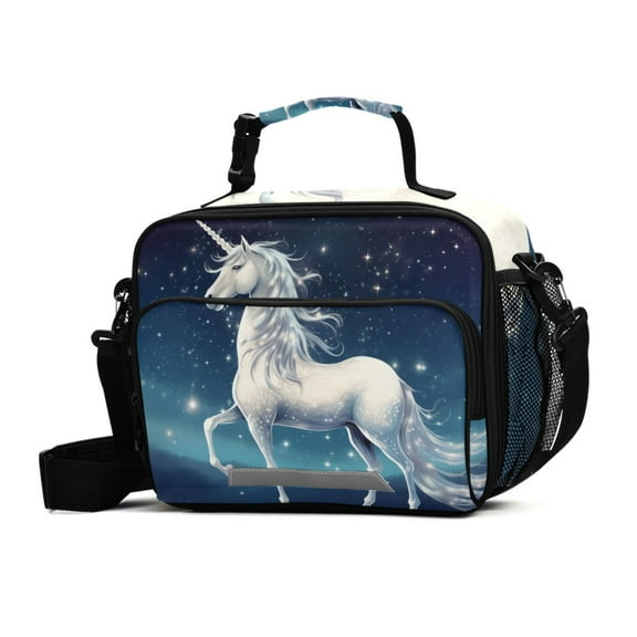 ALAZA Unicorn in Starry Sky Lunch Box Insulated Cooler Bag Reusable Tote Bags Shoulder Strap