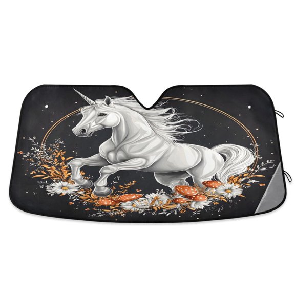 ALAZA Unicorn on Mushroom Windshield Sun Shade Car Foldable Sun Visor Block UV Rays Protector 53"x23.5"