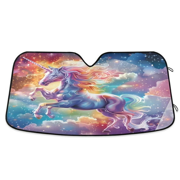 ALAZA Unicorn with Stars Windshield Sun Shade Car Foldable Sun Visor Block UV Rays Protector 55"x27.6"