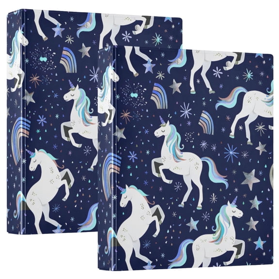 ALAZA Unicorns Rainbows Hardcover 3 Ring Binder 1.5" D-Rings with Interior Pockets Binders School 2 PCs