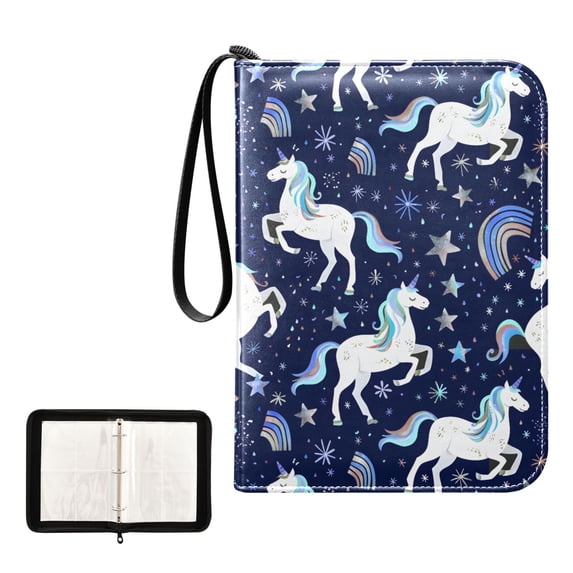 ALAZA Unicorns Rainbows Trading Card Binder 4 Pocket Cards Collection Album 400 Folder Holder