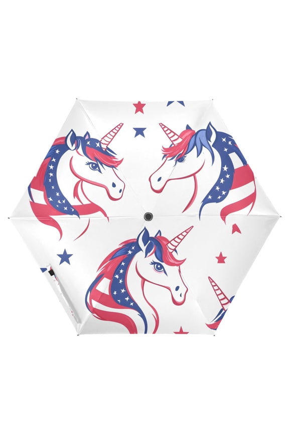 Unicorns Stars UPF 50+ Compact Folding Umbrella for Rain Travel Umbrella Packable