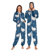 ALAZA Unisex Adults Onesie Pajamas Cute Sheeps Sleepwear Jumpsuits One Piece L