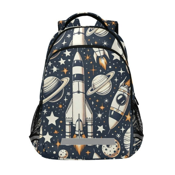 ALAZA Universe Outer Space Rocket Backpack Elementary School Bag Bookbag Travel Rucksack