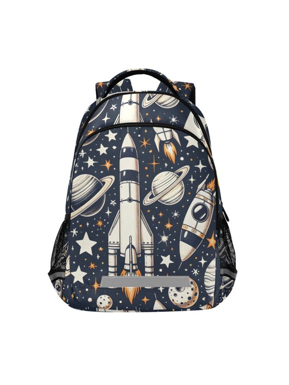 Universe Outer Space Rocket Kids Backpack Elementary School Bag Children Bookbag Travel Rucksack