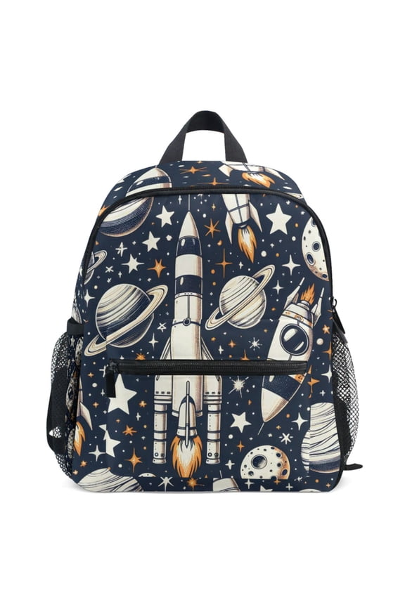 Universe Outer Space Rocket Pattern School Backpack Student Bookbag Mini Bag