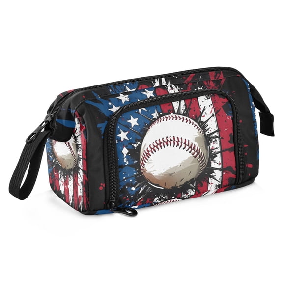 ALAZA Usa Flag Baseball Pencil Pouch Big Capacity Pencil Case Zipper Organizer Bag