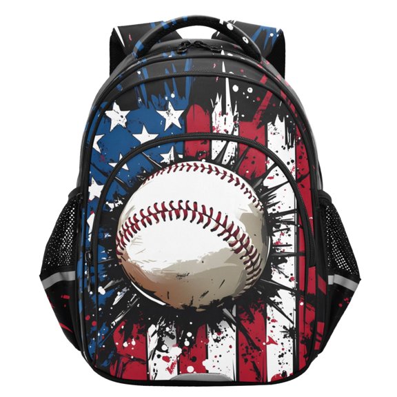 ALAZA Usa Flag Baseball School Backpack Elementary Bag Student Bookbag Travel Rucksack