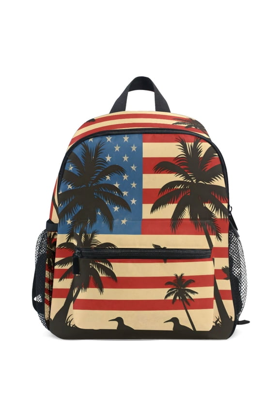 Usa Flag Coconut Pattern School Backpack Student Bookbag Mini Bag