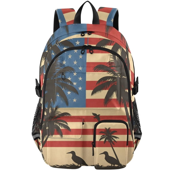 ALAZA Usa Flag Coconut Print Student Backpack School Bookbag Large Laptop Daypack Travel Bag