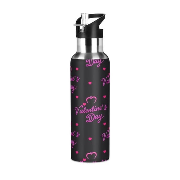 ALAZA Valentains's Day Water Bottle Insulated Flask Stainless Steel Straw Lid 20 oz