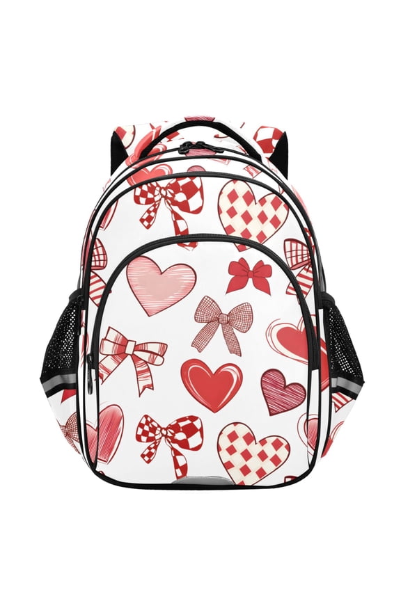 Valentine Heart Bows School Backpack Elementary Bag Student Bookbag Travel Rucksack