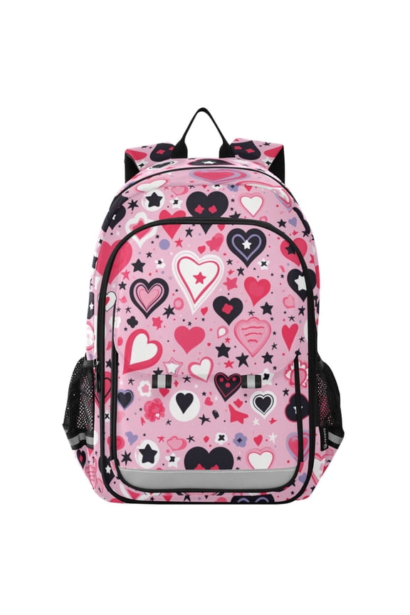 Valentine Love Hearts Laptop Backpack Purse Travel Bag Casual School Bookbag Rucksack for Women Men