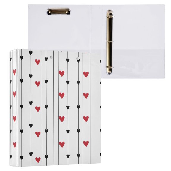 ALAZA Valentine's Day Hearts Hardcover 3 Ring Binder 1.5" Round Rings Interior Pockets Binders Organizer 1 Pack