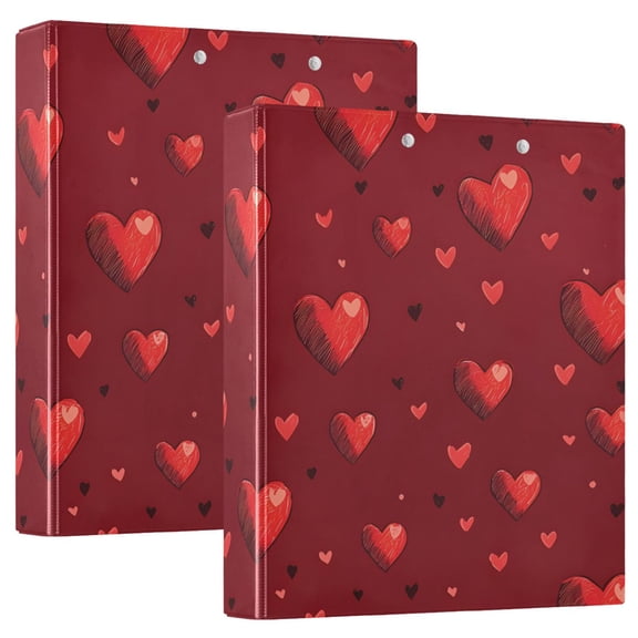 ALAZA Valentine's Heart Hardcover 3 Ring Binder 1.5" Round Rings Interior Pockets Binders Organizer 2 Pack